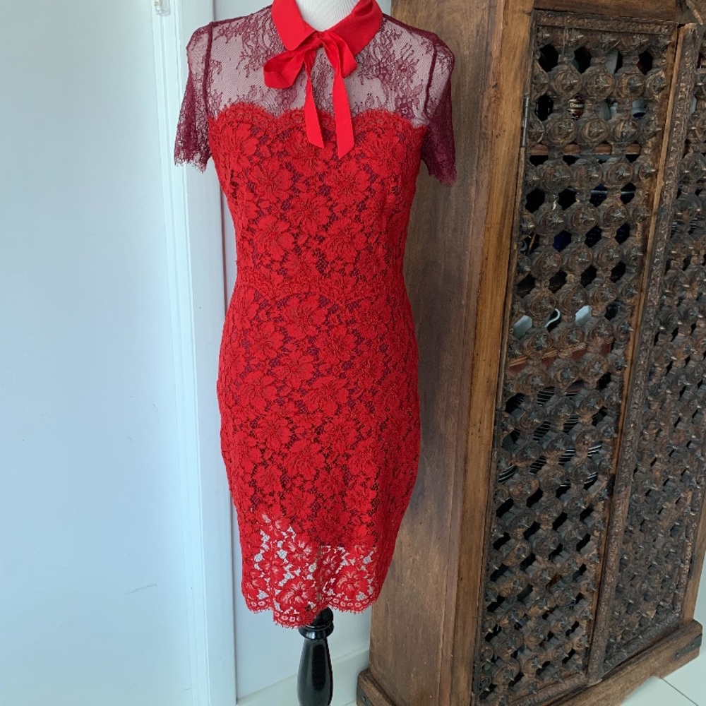 Sandro Red Lace Dress